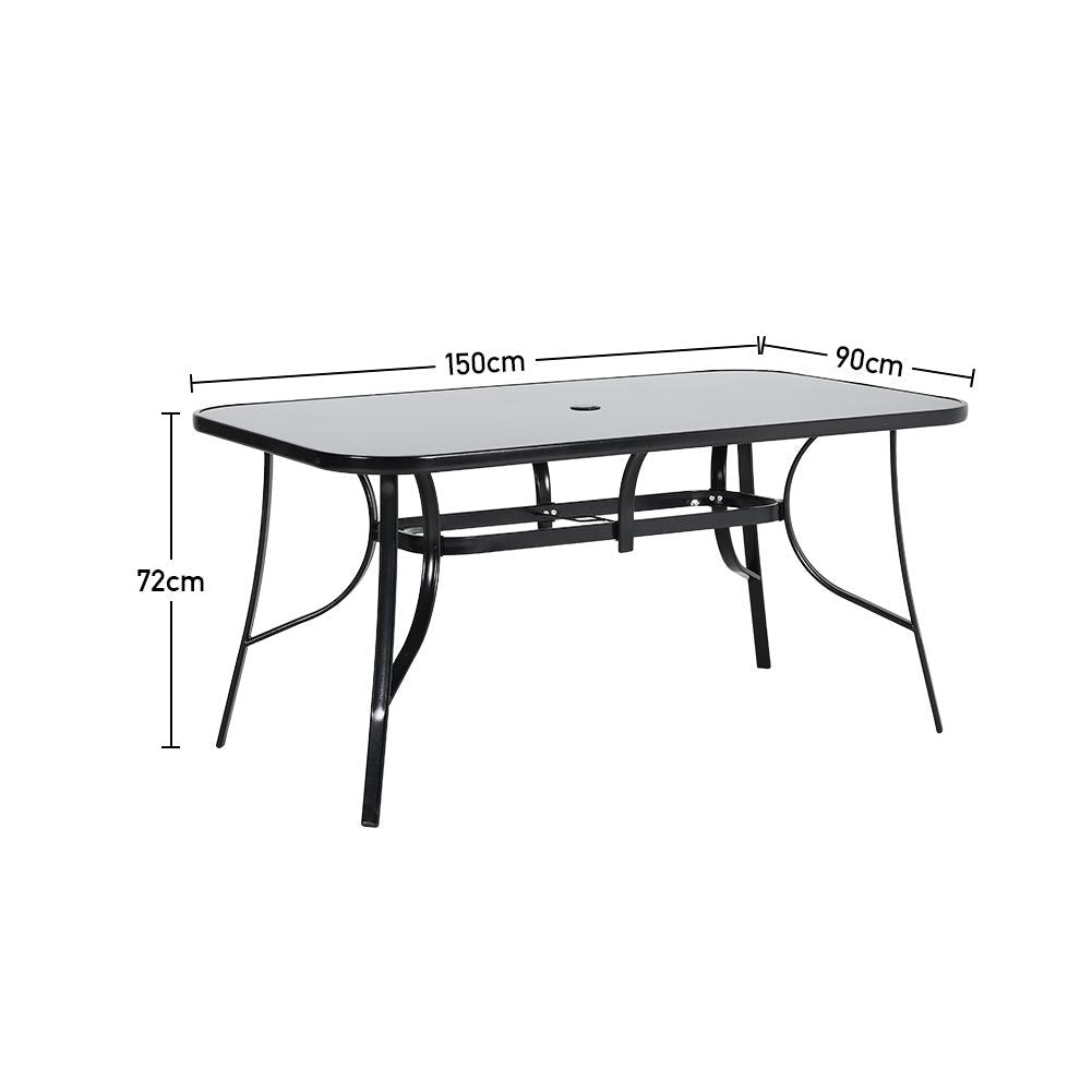 Outdoor Rectangular Dining Table with Umbrella Hole for Garden and Patio Garden Dining Table