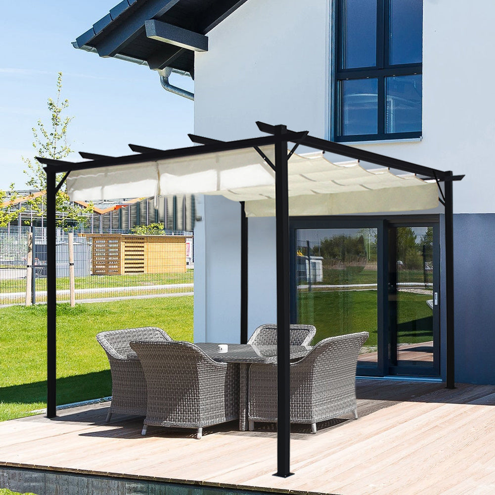 Outdoor Horizontal Pulling Square Pergolar - White
