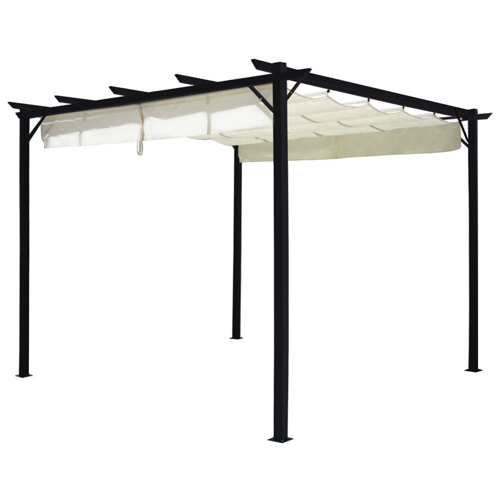 Outdoor Horizontal Pulling Square Pergolar - White