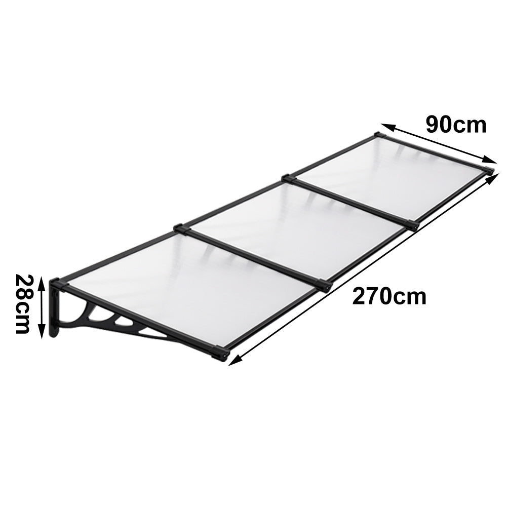 Outdoor Flat Shielded Awning - Rain Shelter - Black Awnings