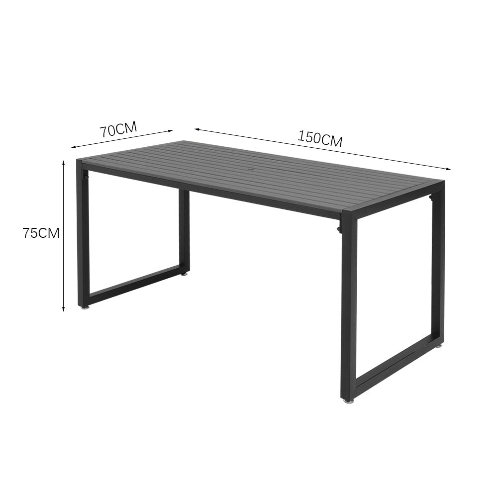 6 - Person 150cm Long Iron Outdoor Dining Set Garden Table and Bench Outdoor Seating Grey Only Table