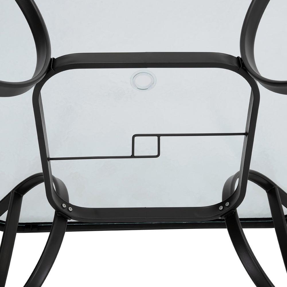 Patio Table Garden Coffee Table Rectangle Dining Table with the Umbrella Stand Hole Garden Dining Table