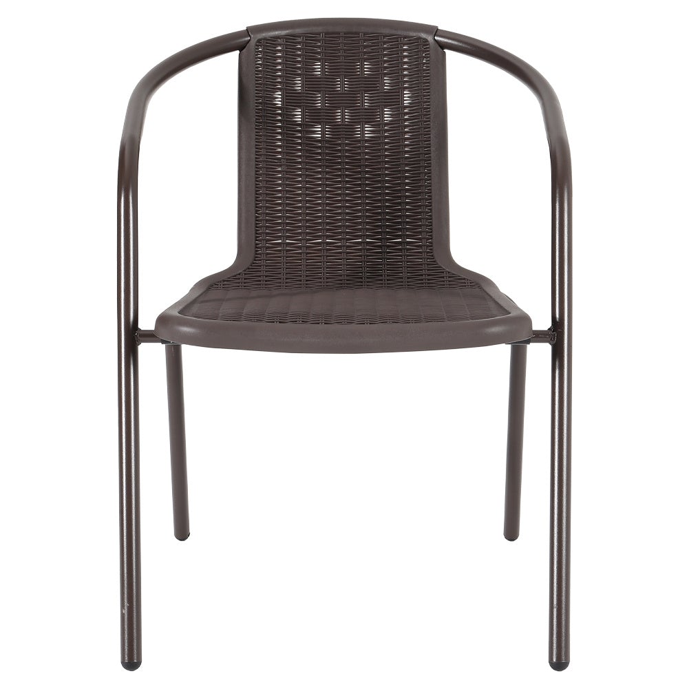Garden Ripple Round Table With Umbrella Hole Or 4/6 Stacking Chairs GARDEN DINING SETS Only 4Pcs Brown Chairs
