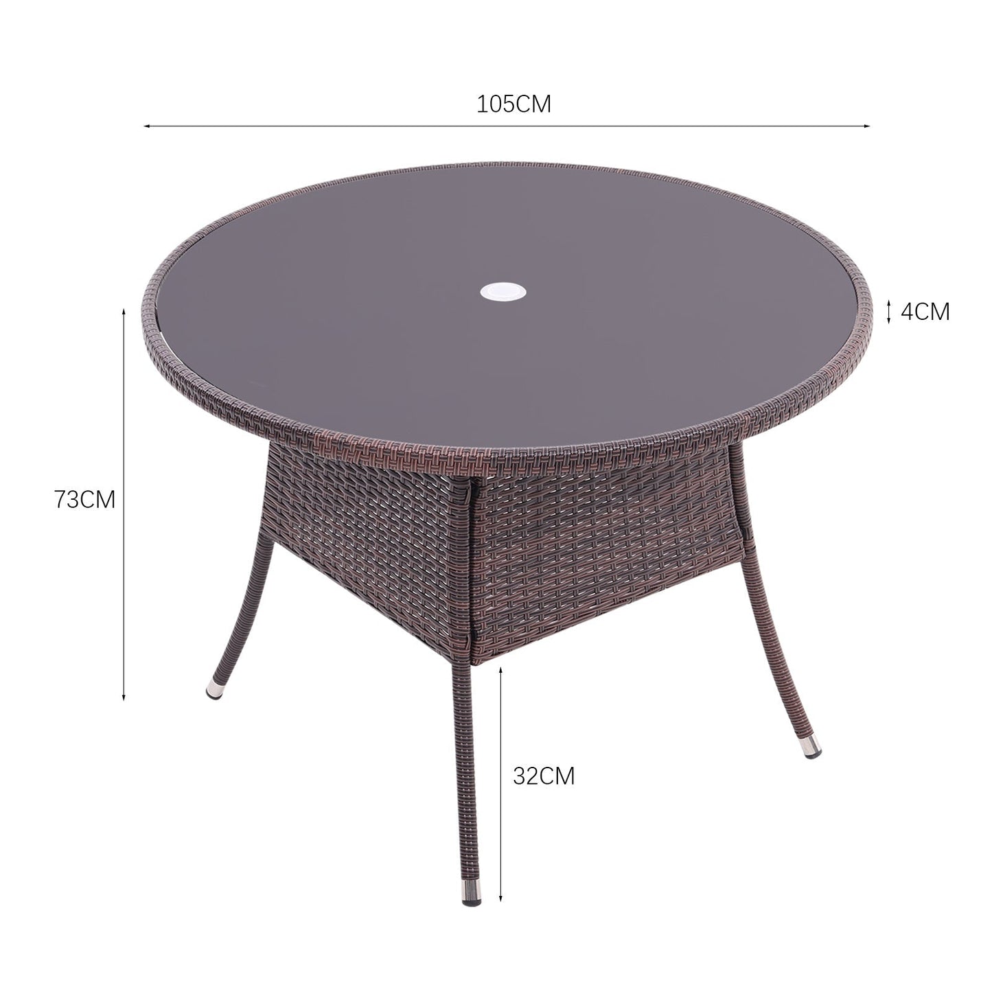 105cm Round/ Square Coffee Table Bistro Outdoor Garden Patio Tables & Parasol Hole Garden Dining Table