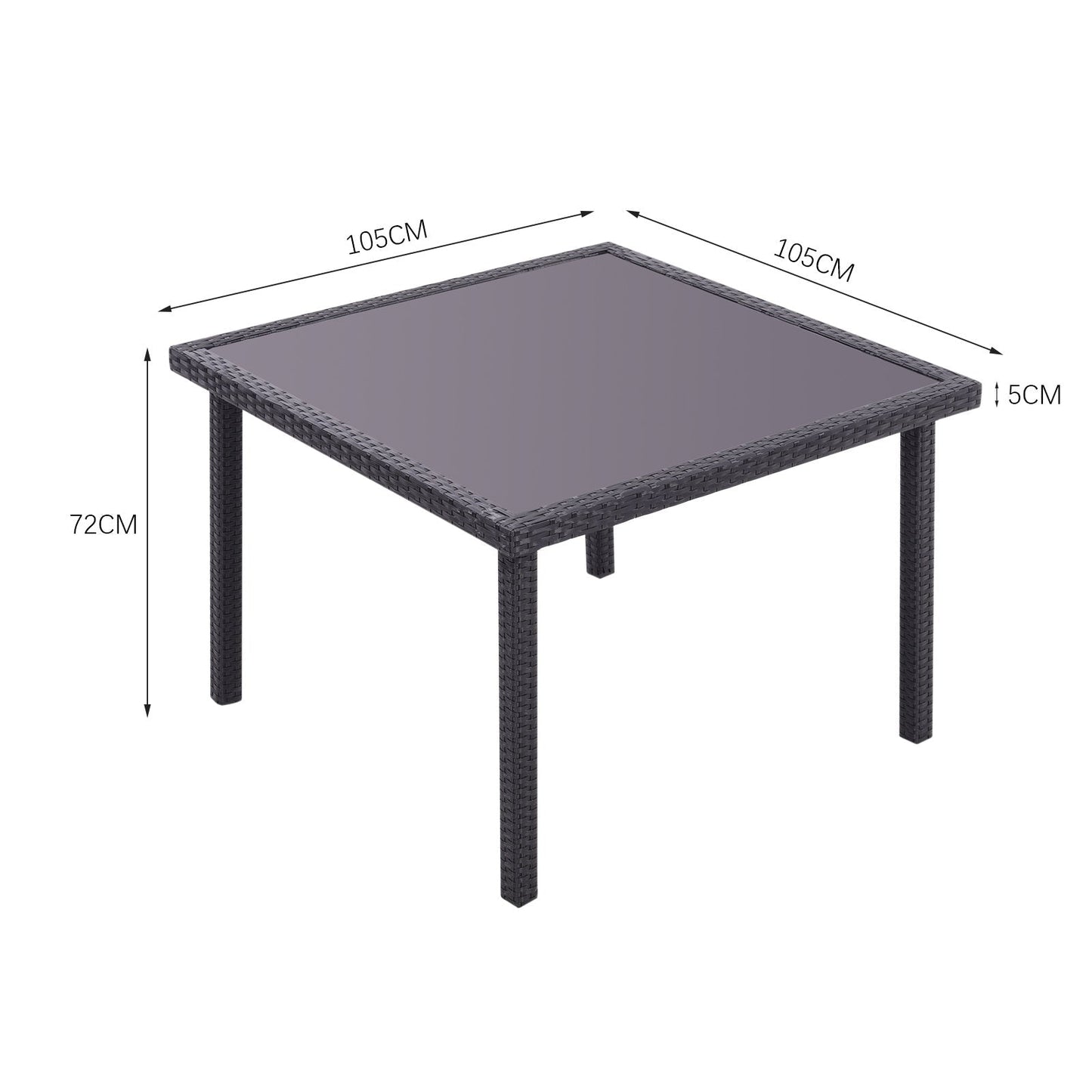 Garden Table Dining Patio Outdoor Table Black/Brown Garden Dining Table H72 * W105 * D105 cm Black