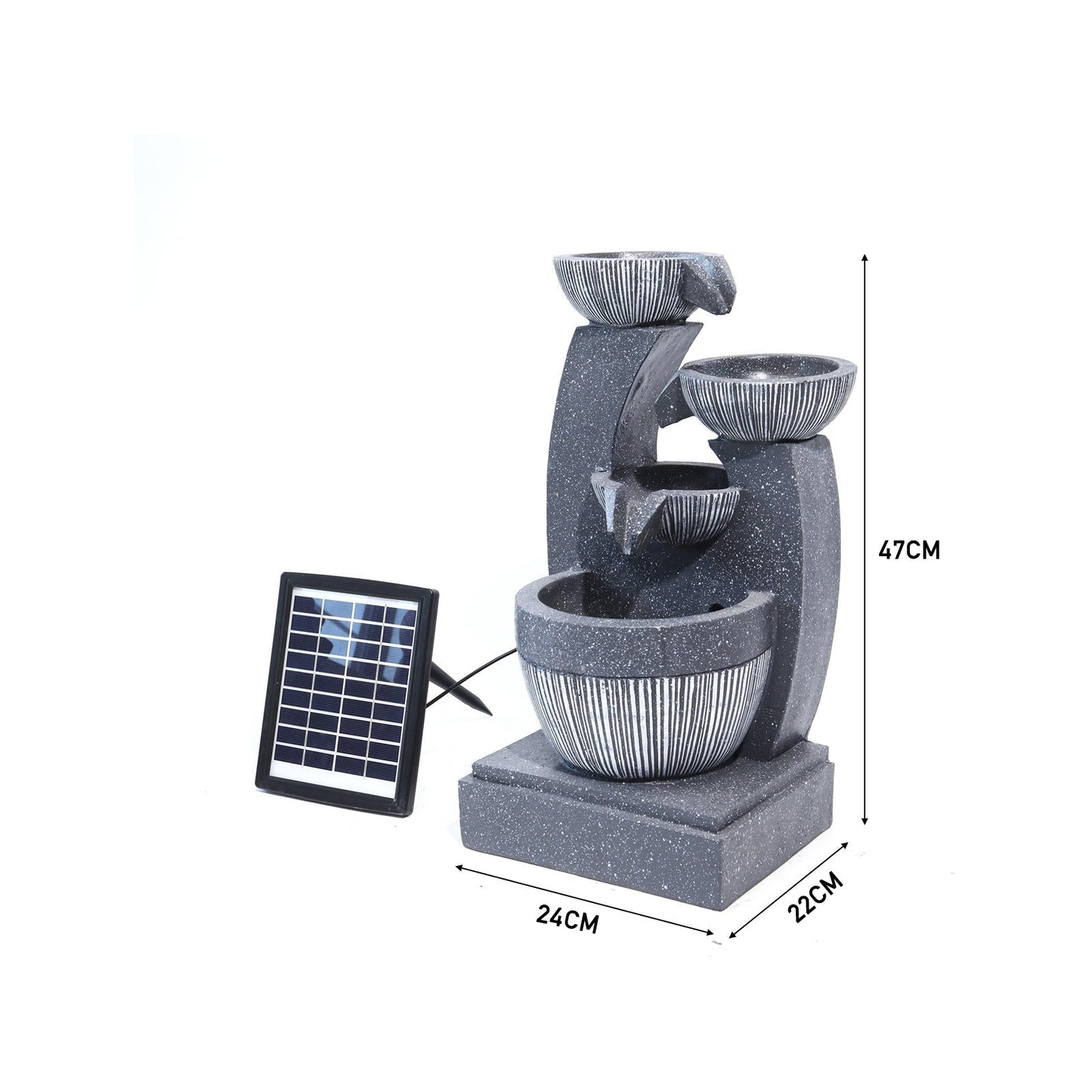 Solar Powered Water Pump Waterfall Garden Water Feature Decorate with LED Lights Fountains & Waterfalls