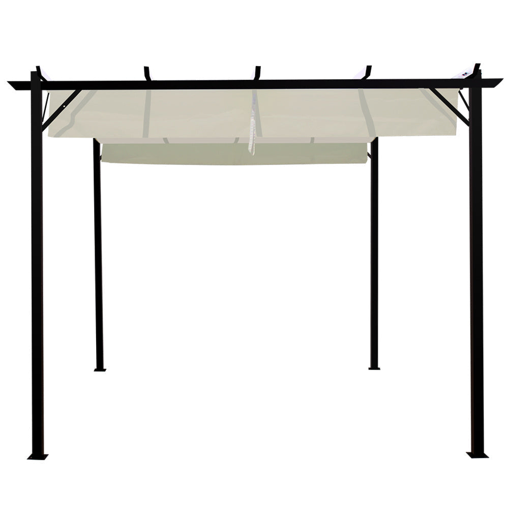 Outdoor Horizontal Pulling Square Pergolar - White