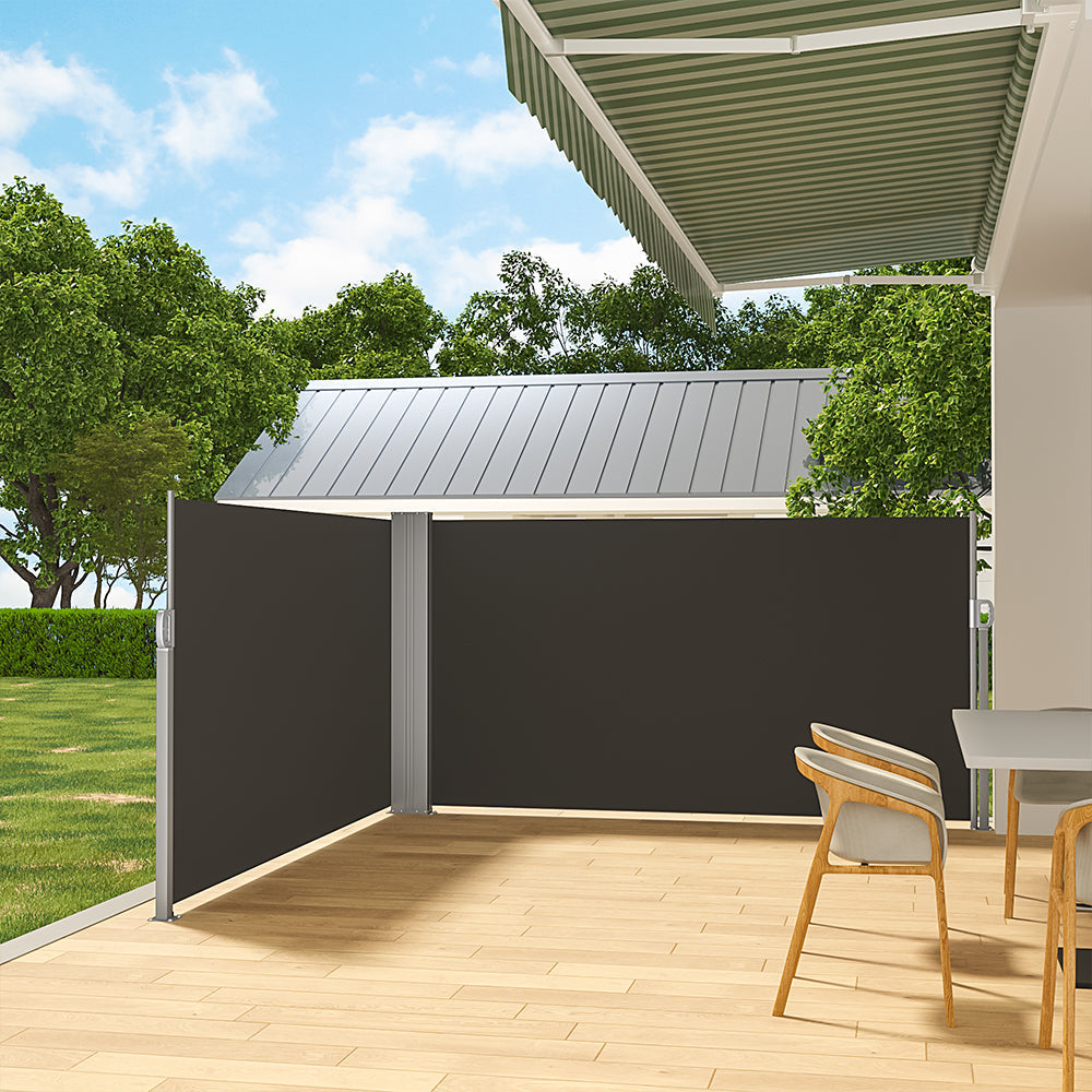 Retractable Double Side Awning - Grey Awnings W 600 x H 180 cm
