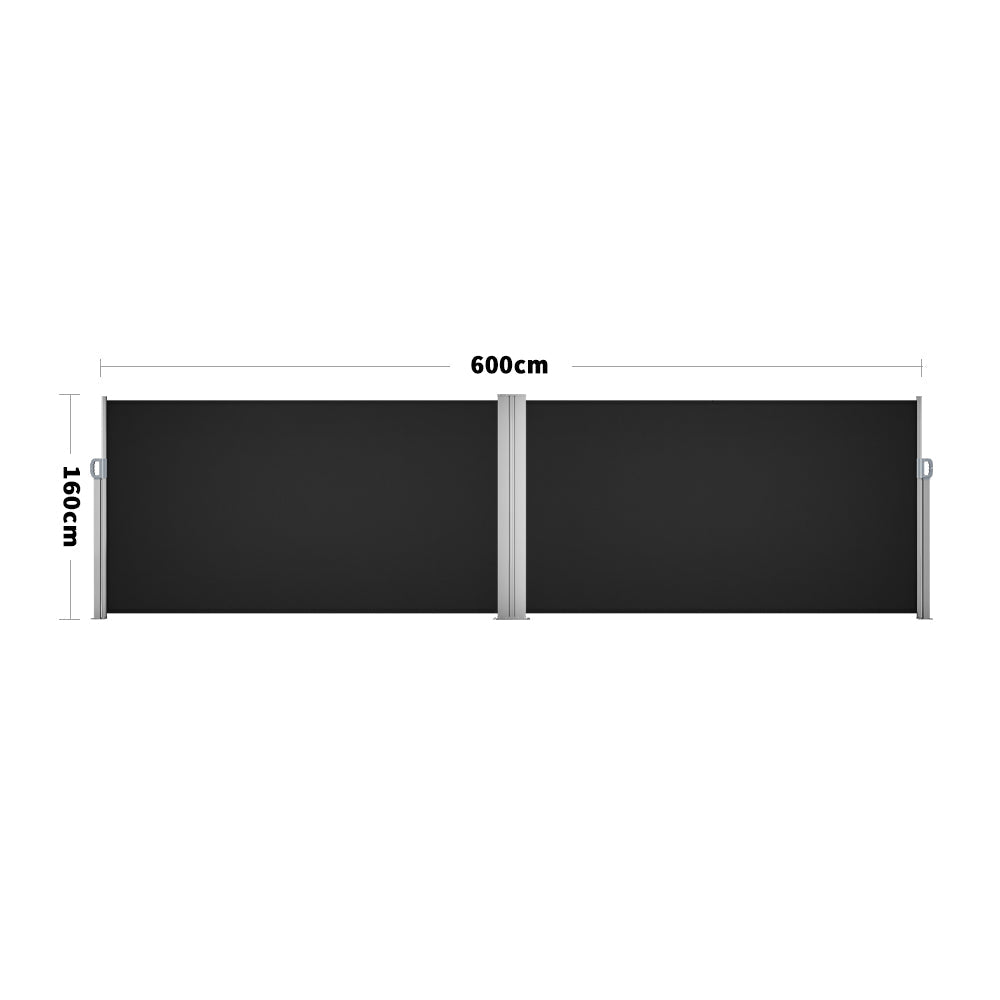 Retractable Double Side Awning - Grey Awnings W 600 x H 160 cm