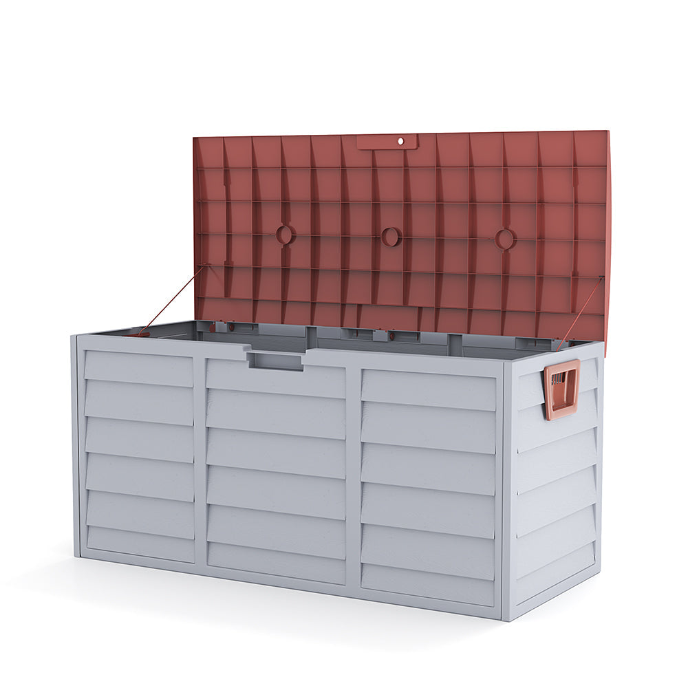 Outdoor Grey Chest Storage Box wih Brown Cover Garden Storages & Greenhouses Garden Sanctuary