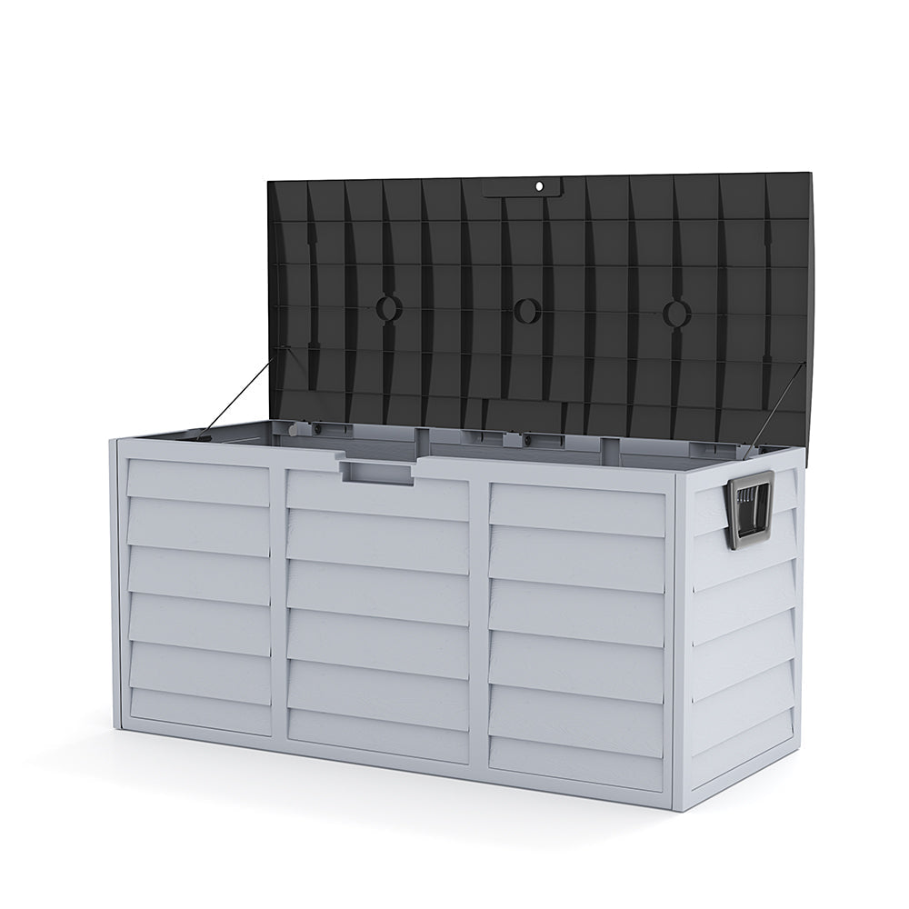 Outdoor Grey Chest Storage Box wih Black Cover Garden Storages & Greenhouses Garden Sanctuary