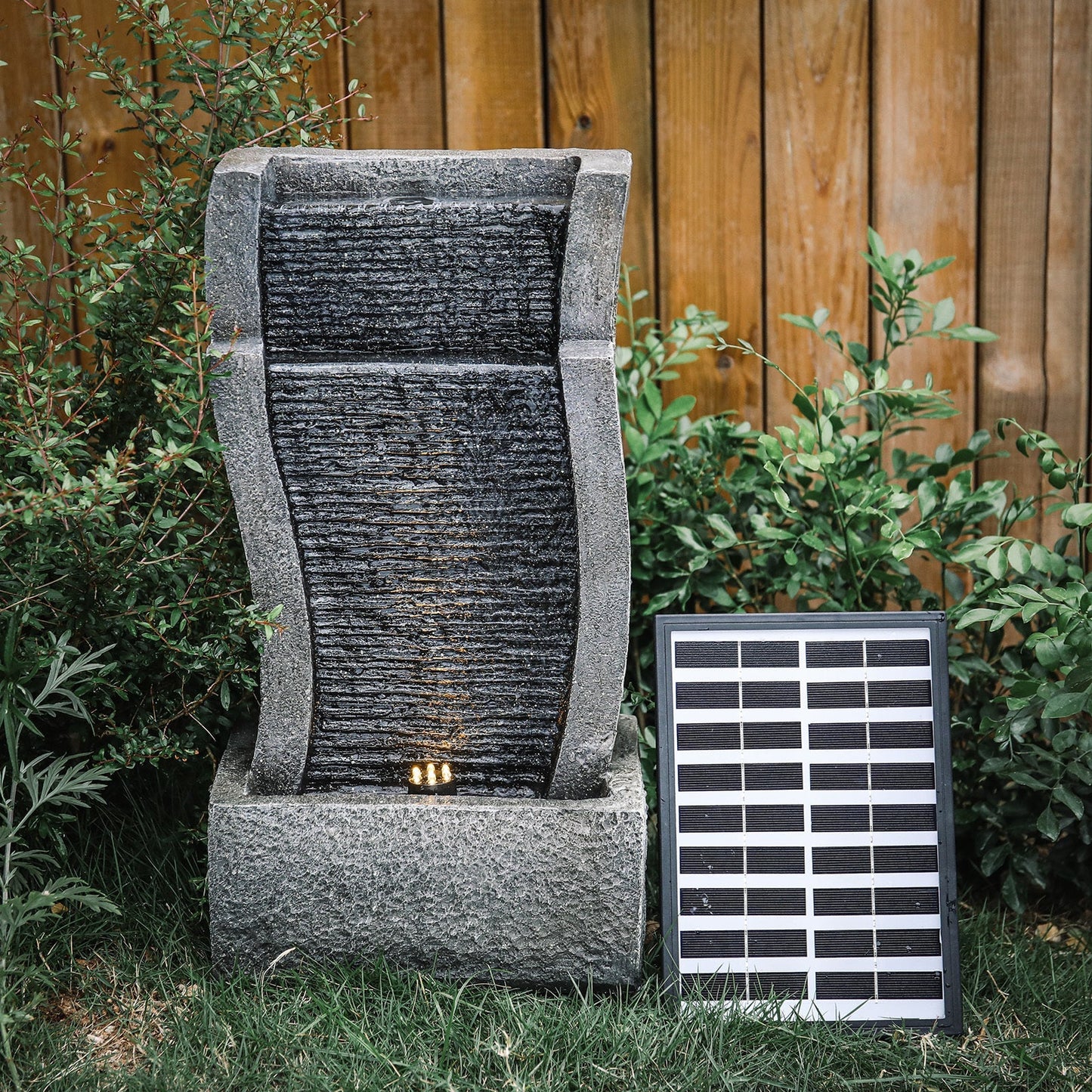 Slate Effect Modern Waterfall Ornament Garden Water Feature Cascading Tiered Water Fountains & Waterfalls 1.0