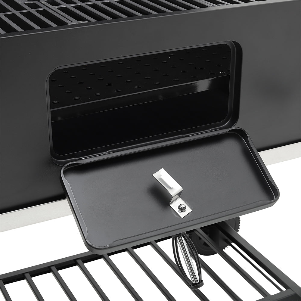Barrel Charcoal Grill Wide 160cm with Side Shelves Garden BBQ Grill