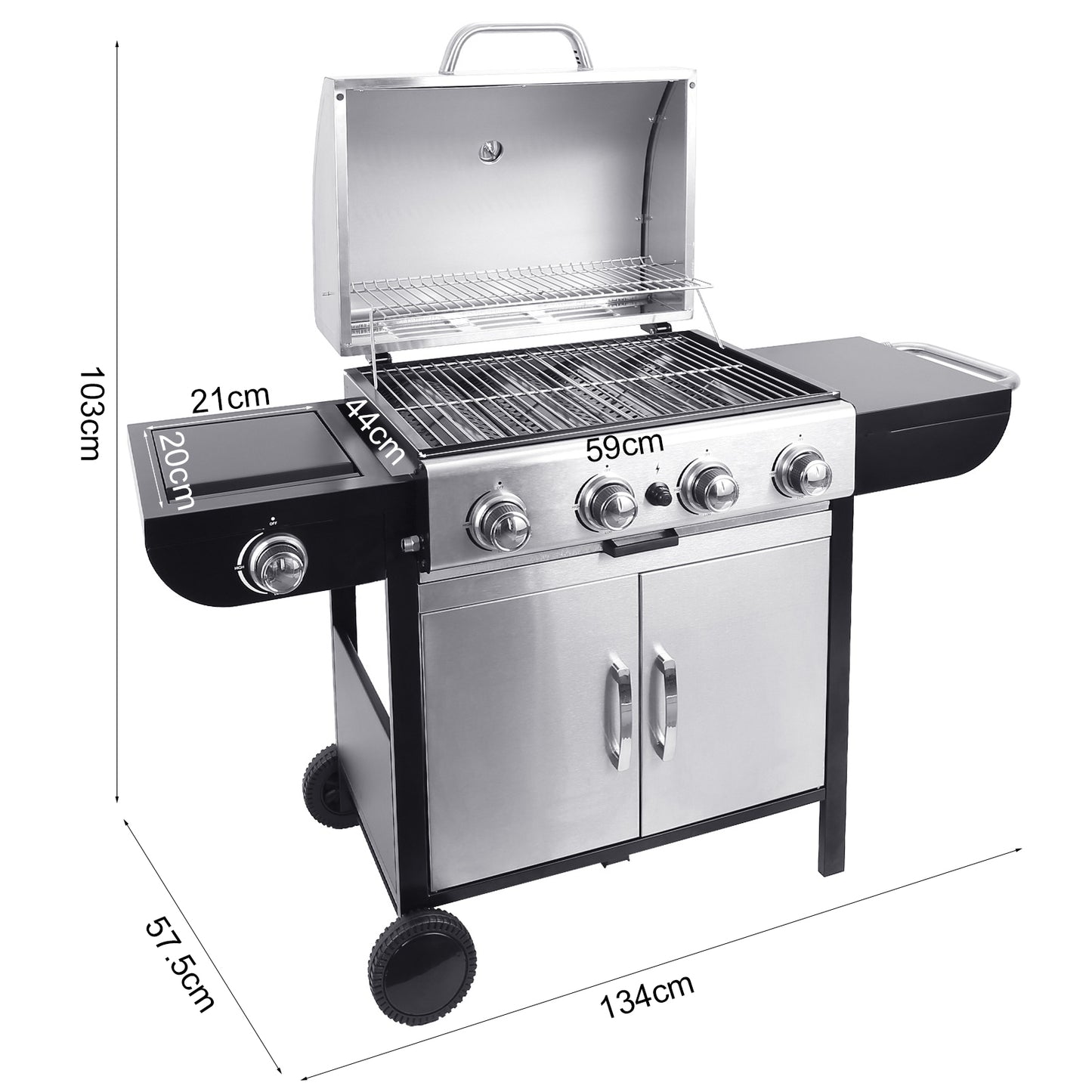 Garden Gas Grill BBQ with 5 Burners and Wheels