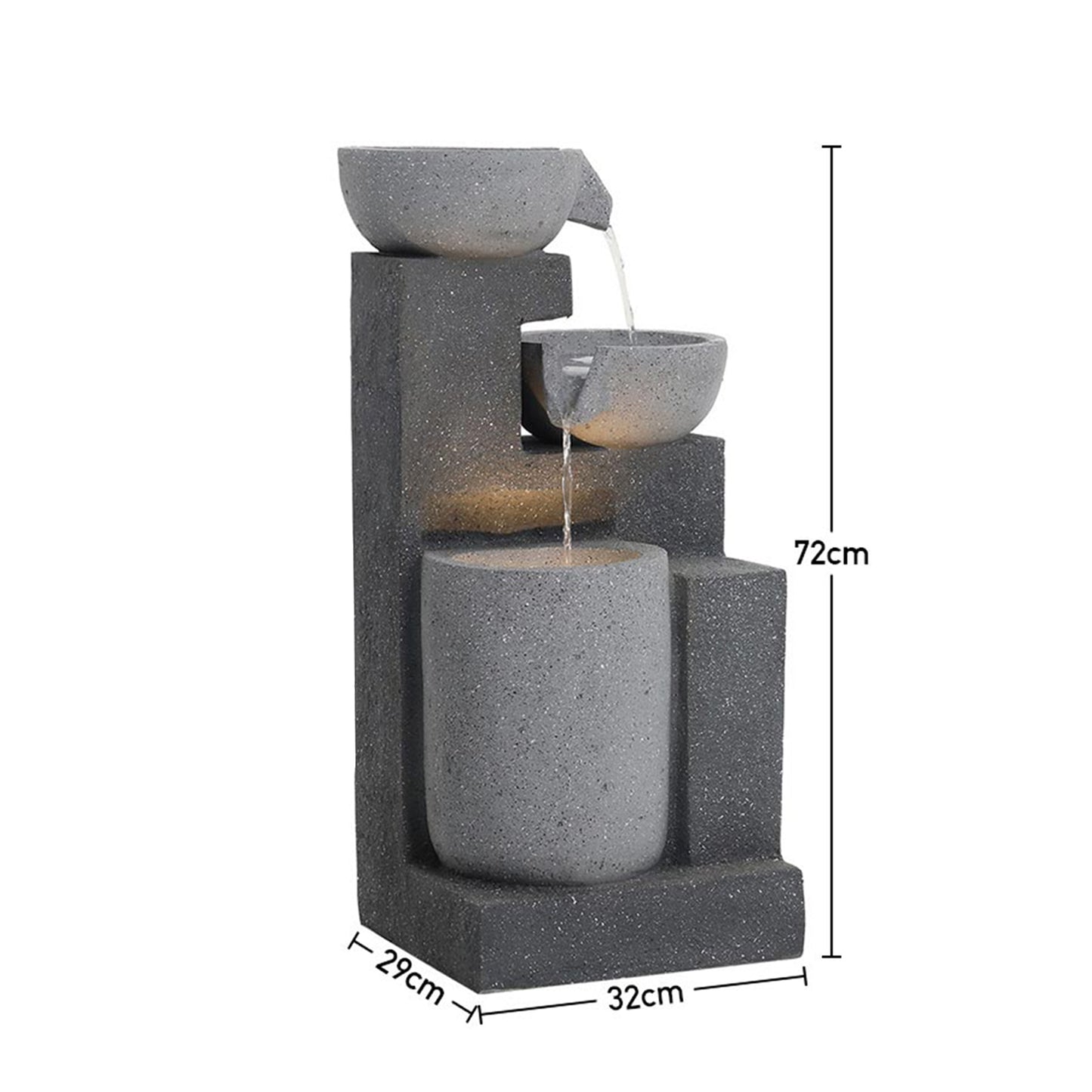 Garden Solar Powered Water Fountain with Rockery Decor