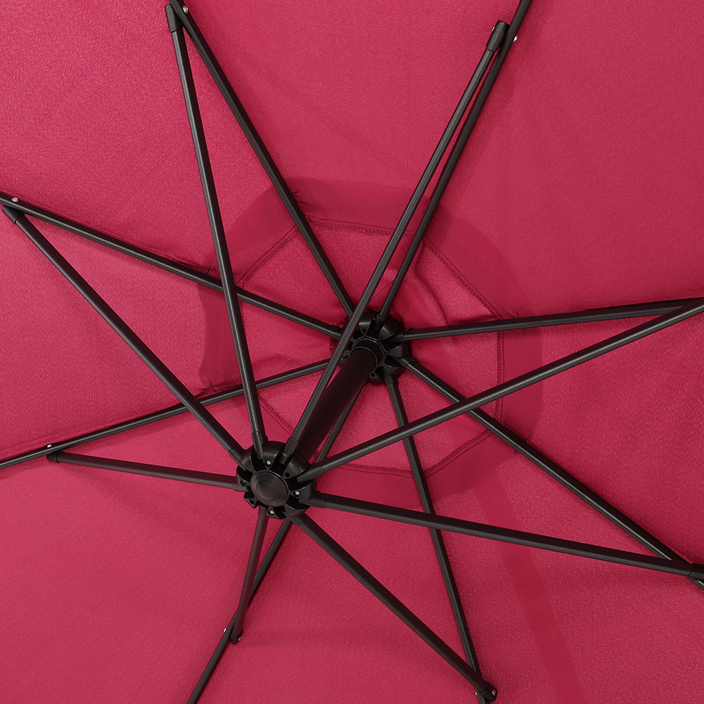 Outdoor Large 3M Cantilever Parasol Wine Red