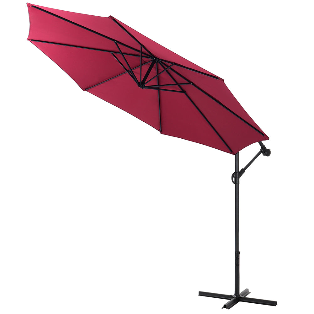 Outdoor Large 3M Cantilever Parasol Wine Red