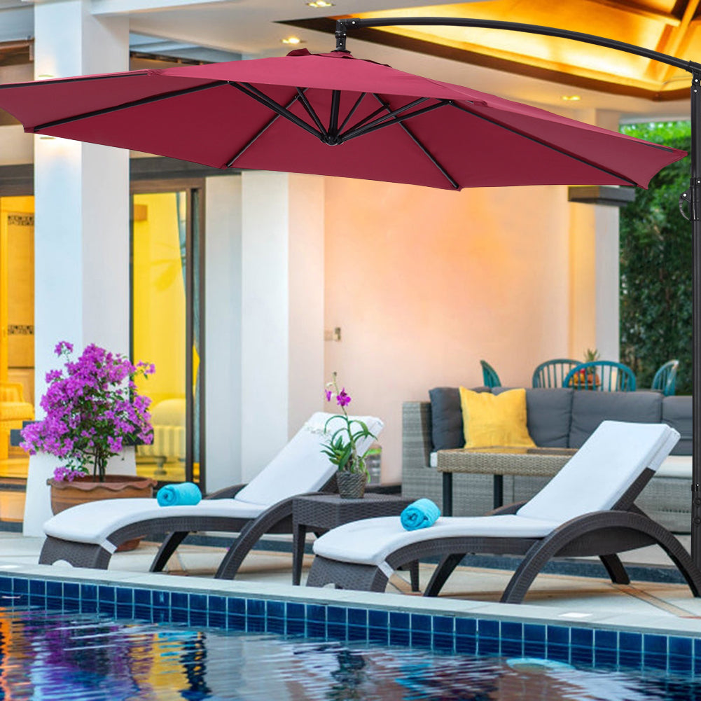 Outdoor Large 3M Cantilever Parasol Wine Red