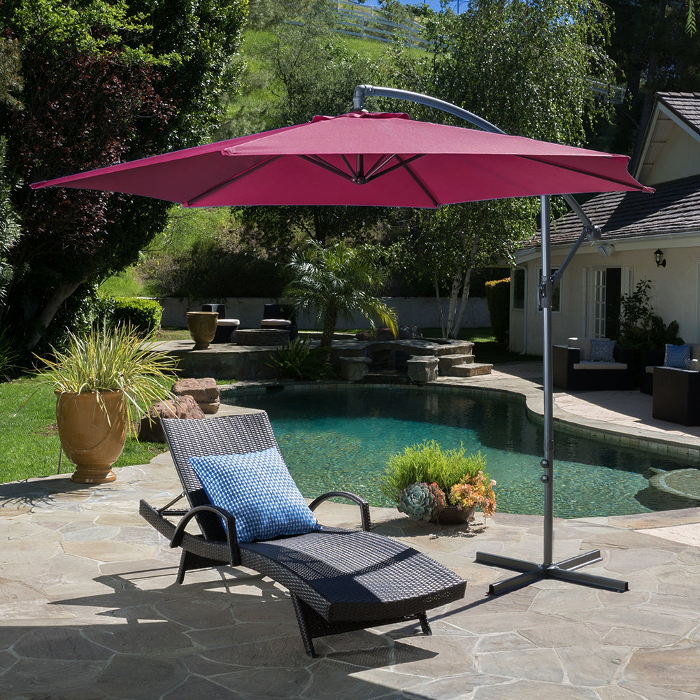 Outdoor Large 3M Cantilever Parasol Wine Red