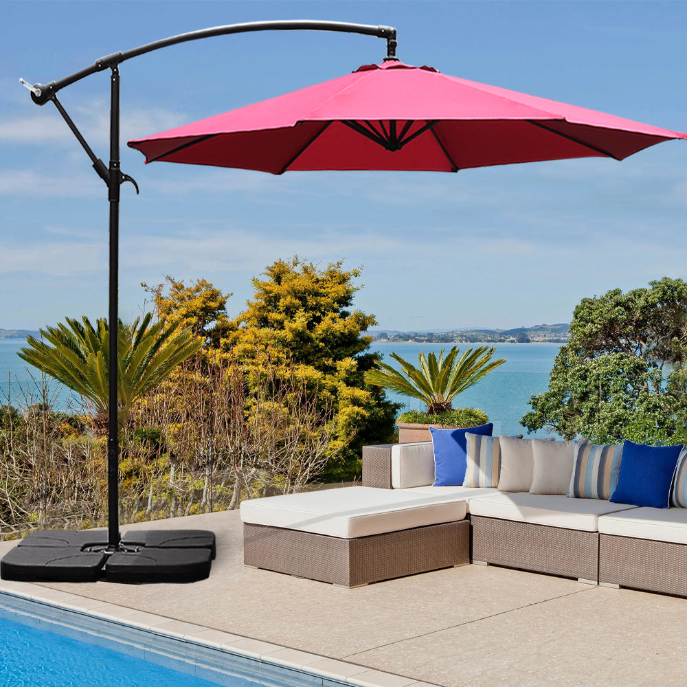 Outdoor Large 3M Cantilever Parasol Wine Red