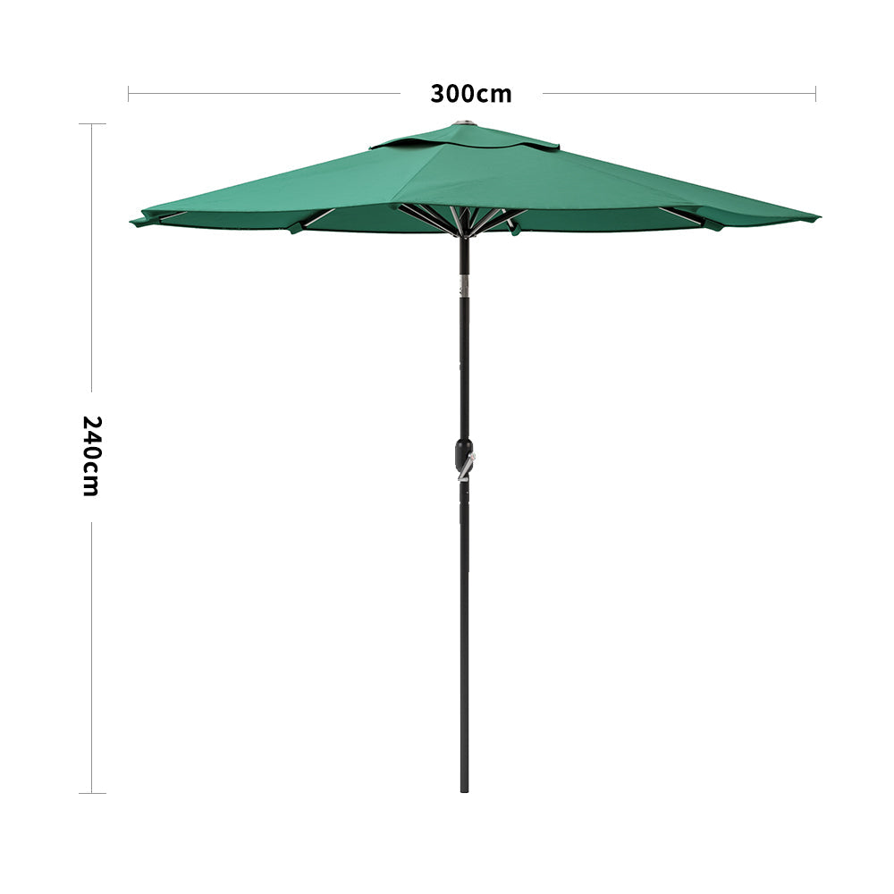 3M Sunshade Parasol Umbrella Easy Tilt Parasols Dark green
