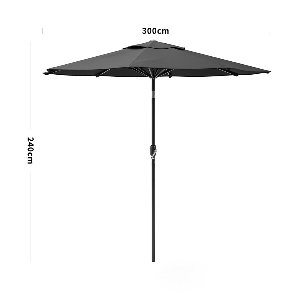 3M Sunshade Parasol Umbrella Easy Tilt Parasols Black