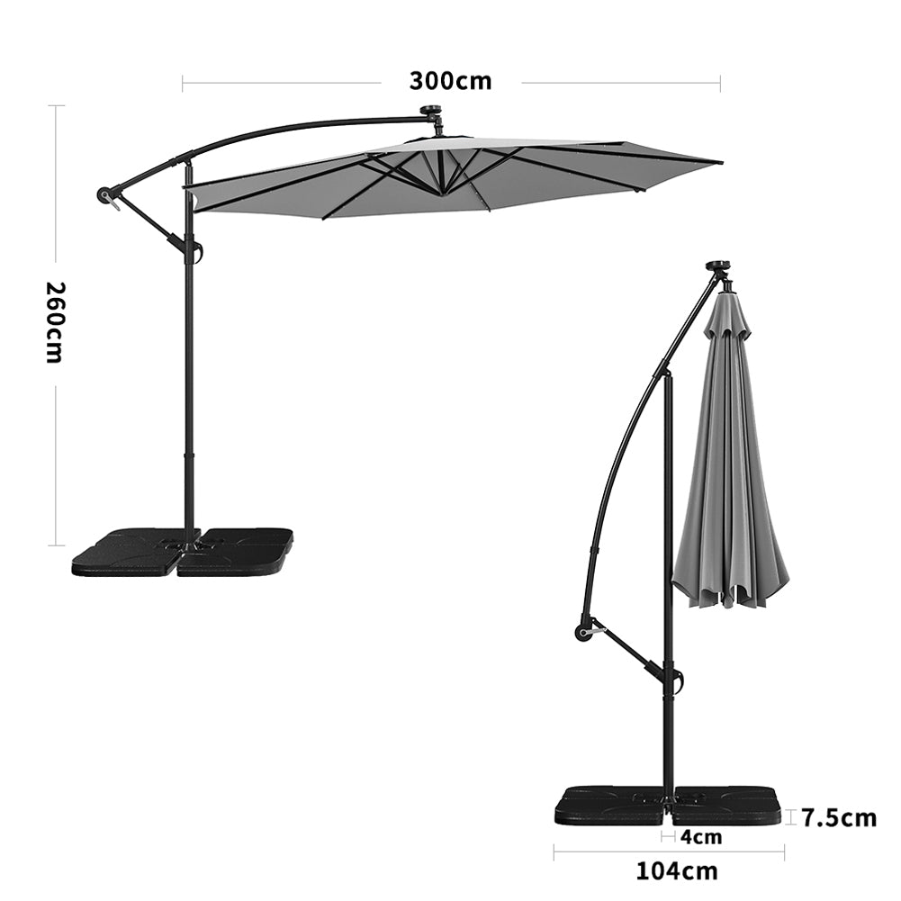 Outdoor Large 3M Cantilever Parasol Wine Red