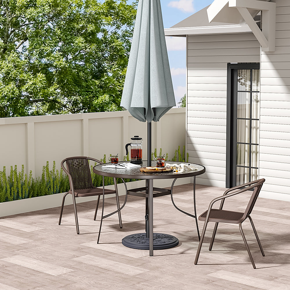 Garden Ripple Round Table With Umbrella Hole Or 2/4/6 Stacking Chairs Garden Dining Sets