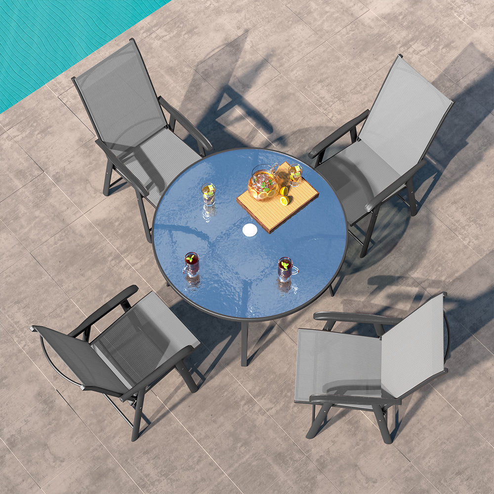 Garden Rectangular Ripple Glass Table and Chairs Outdoor Furniture