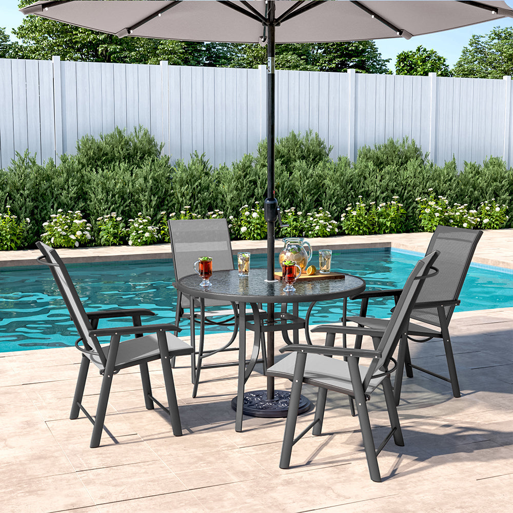 Garden Rectangular Ripple Glass Table and Chairs Outdoor Furniture