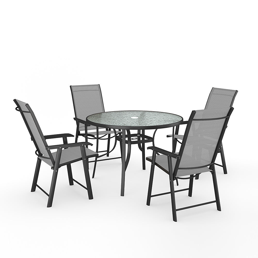 Garden Rectangular Ripple Glass Table and Chairs Outdoor Furniture