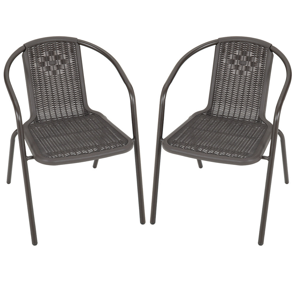 Garden Ripple Round Table With Umbrella Hole Or 2/4/6 Stacking Chairs Garden Dining Sets Only 2Pcs Brown Chairs