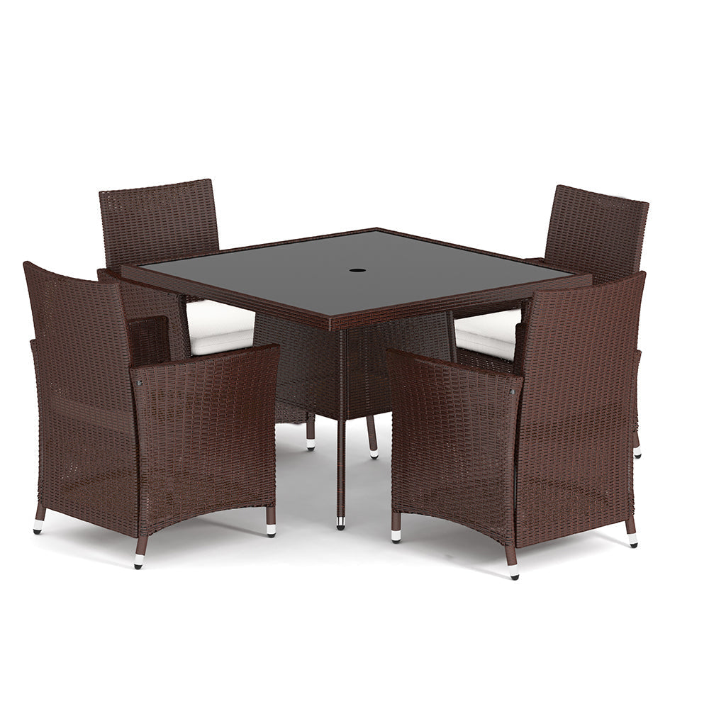 105cm Round/ Square Coffee Table Bistro Outdoor Garden Patio Tables & Parasol Hole Garden Dining Table