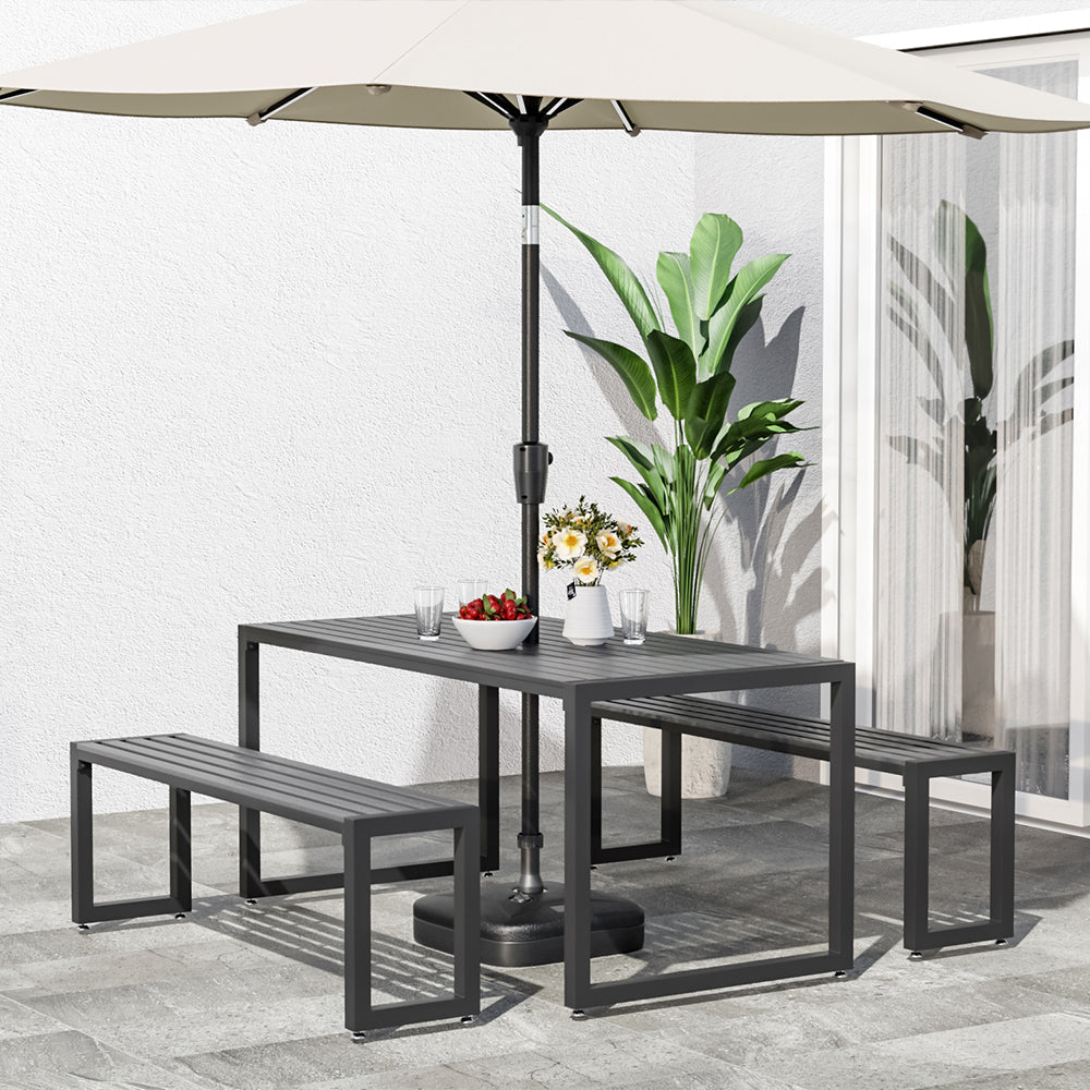 6 - Person 150cm Long Iron Outdoor Dining Set Garden Table and Bench Outdoor Seating