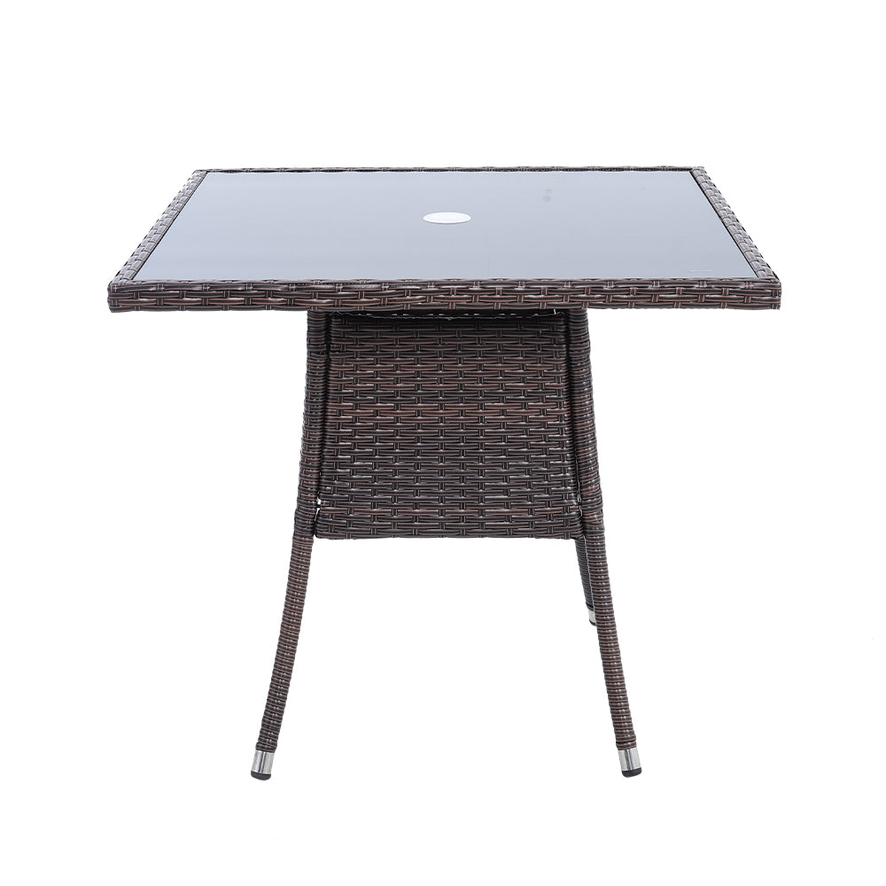 Garden Tempered Glass Square Dining Table with Parasol Hole