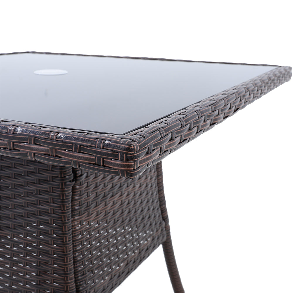 Garden Tempered Glass Square Dining Table with Parasol Hole