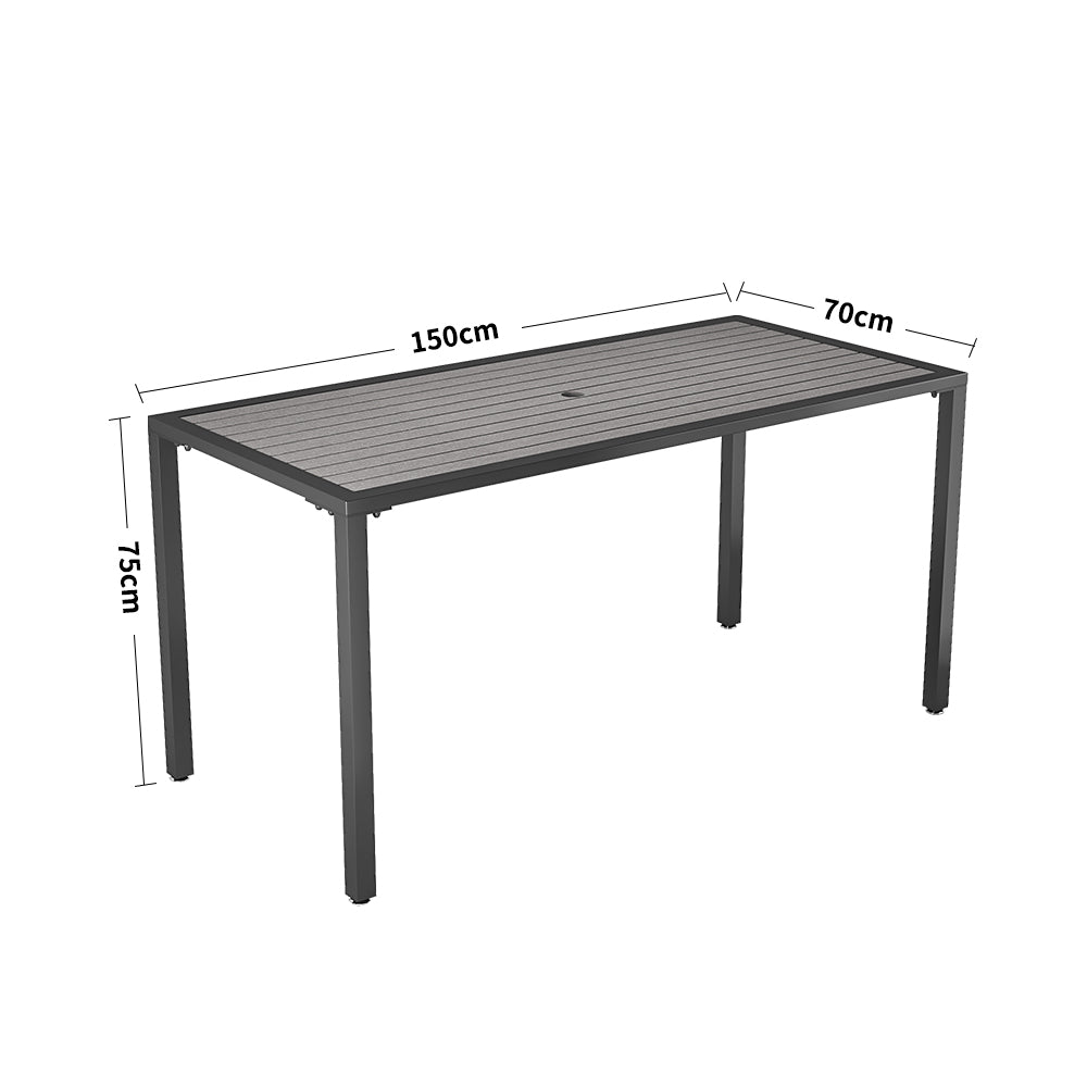 70CM Depth Grey Outdoor Dining Table with Parasol Hole