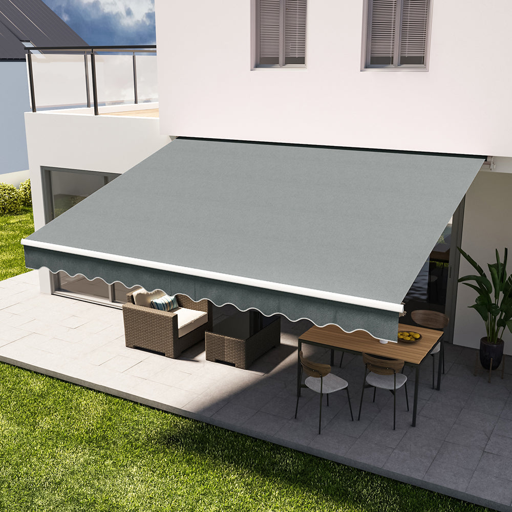 Retractable Patio Awning - Manual Shelter - Grey Awnings