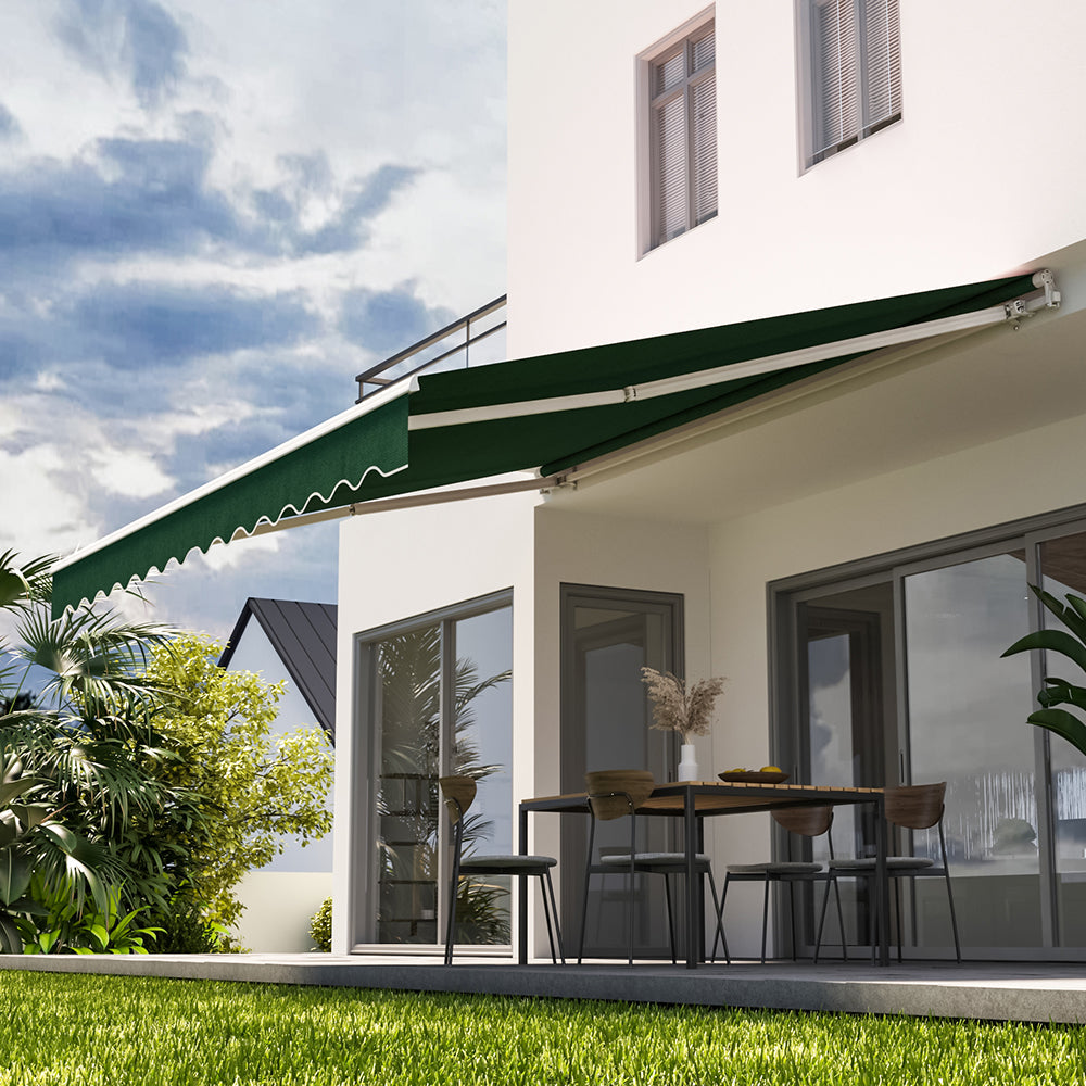 Retractable Patio Awning - Manual Shelter - Green Awnings