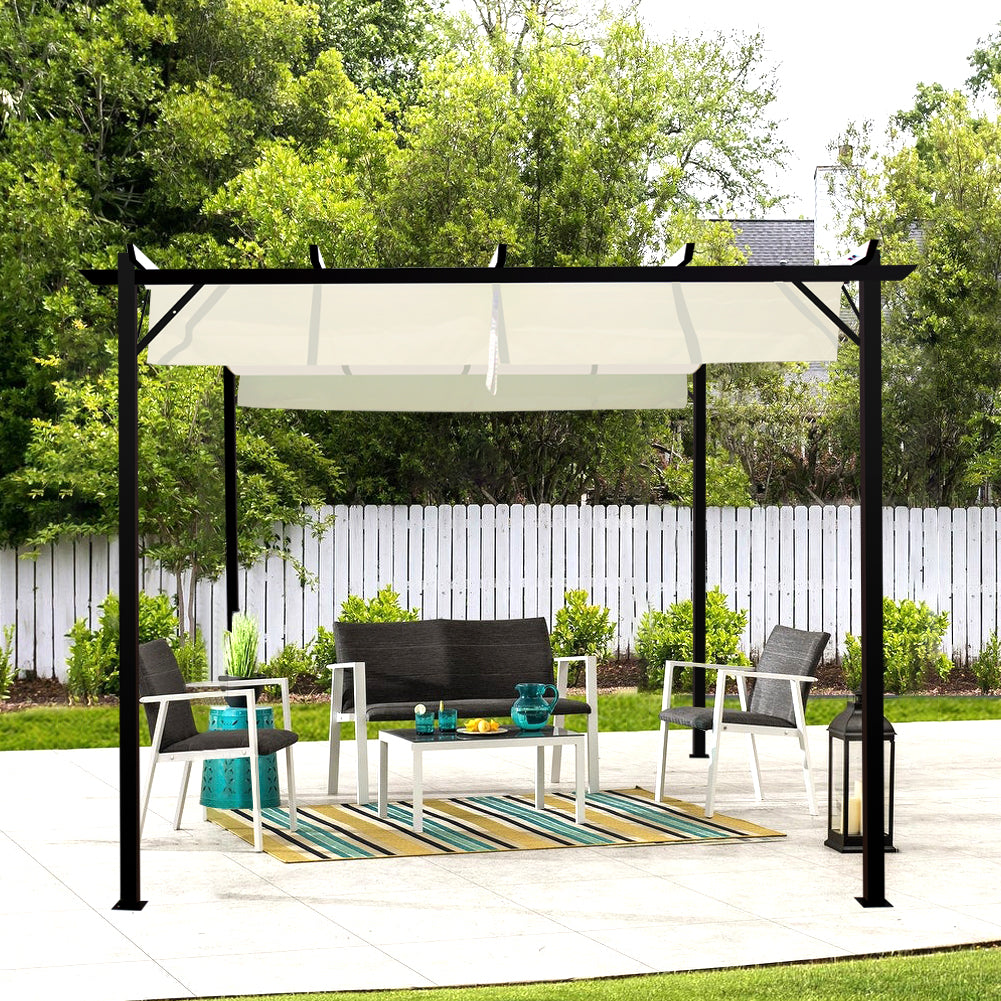 White Square Horizontal Outdoor Pulling Pergola