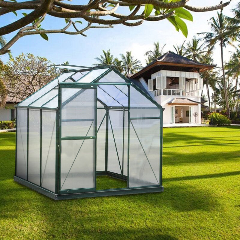 6' x 6' ft Garden Hobby Greenhouse Green Framed with Vent Greenhouse Garden Sanctuary Without Base W 190 x L 190 x H 183.3 cm