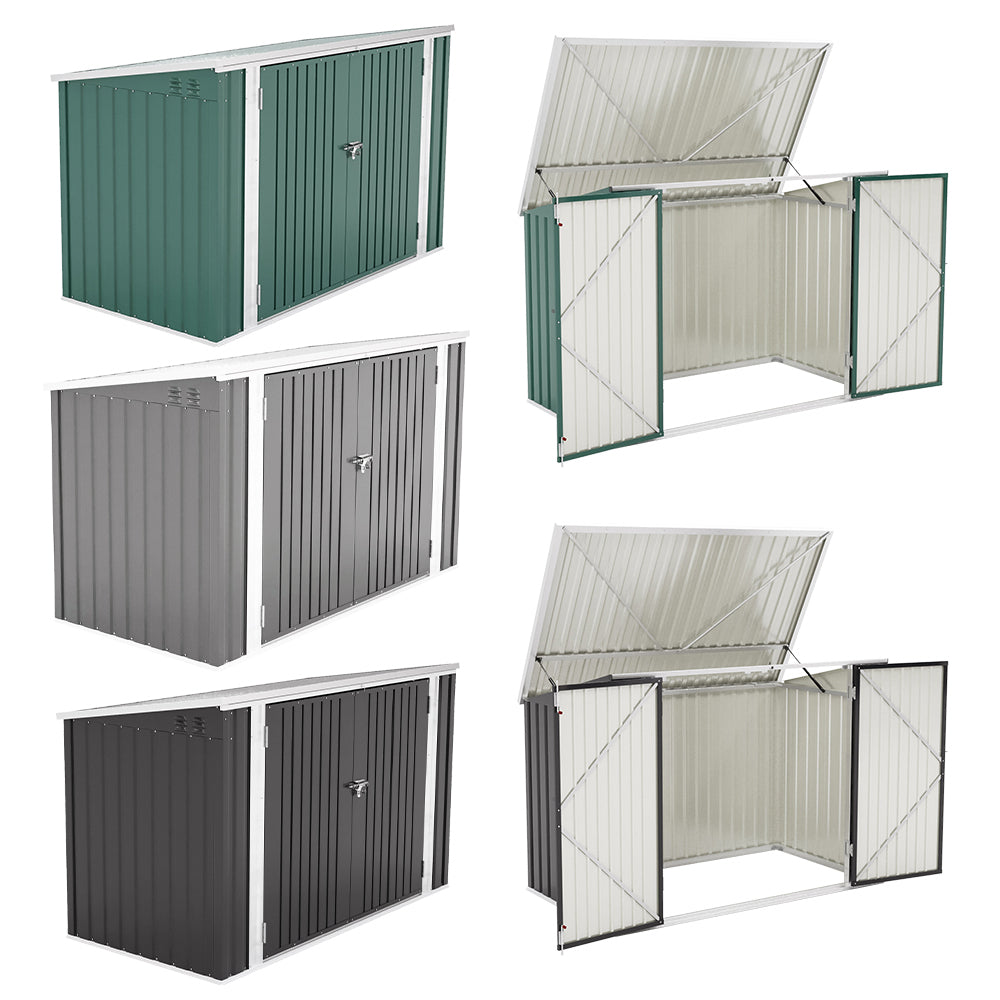 210CM Wide Steel Lockable Garden Bike Shed Bicycle Storage Shed
