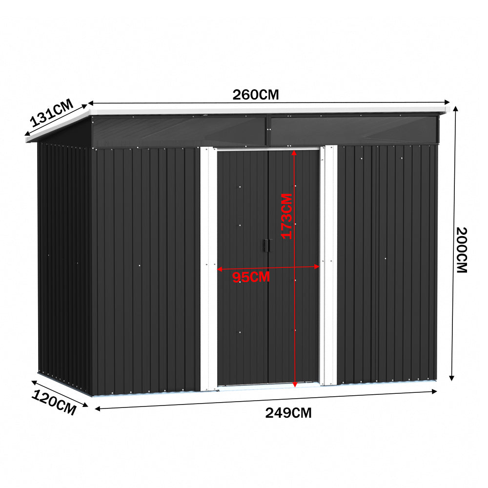 Garden Metal Storage Shed with Lockable Sliding Doors