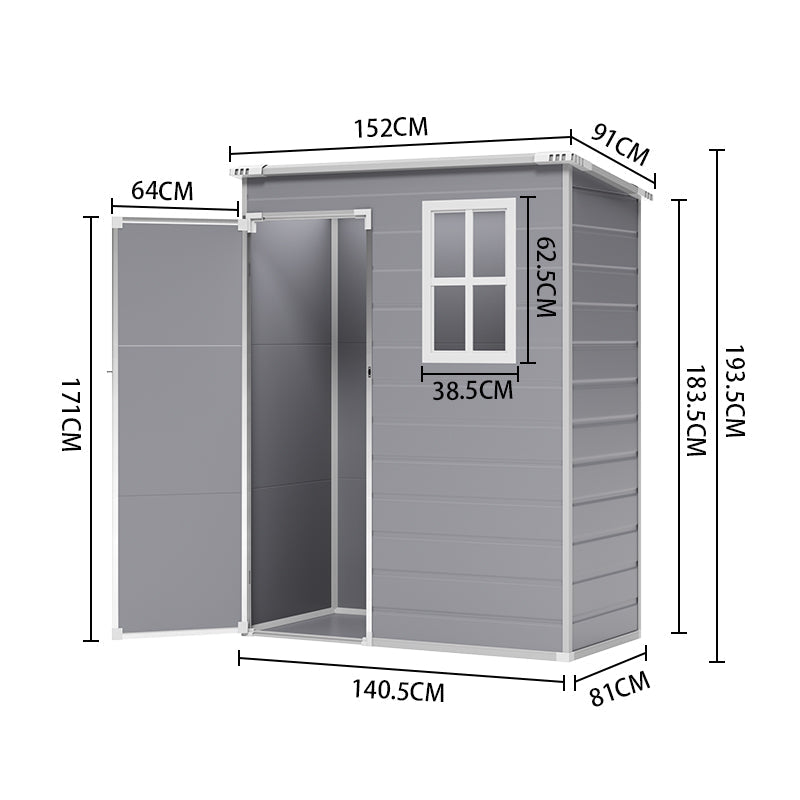91CM Depth Plastic Lockable Garden Storage Shed with Window