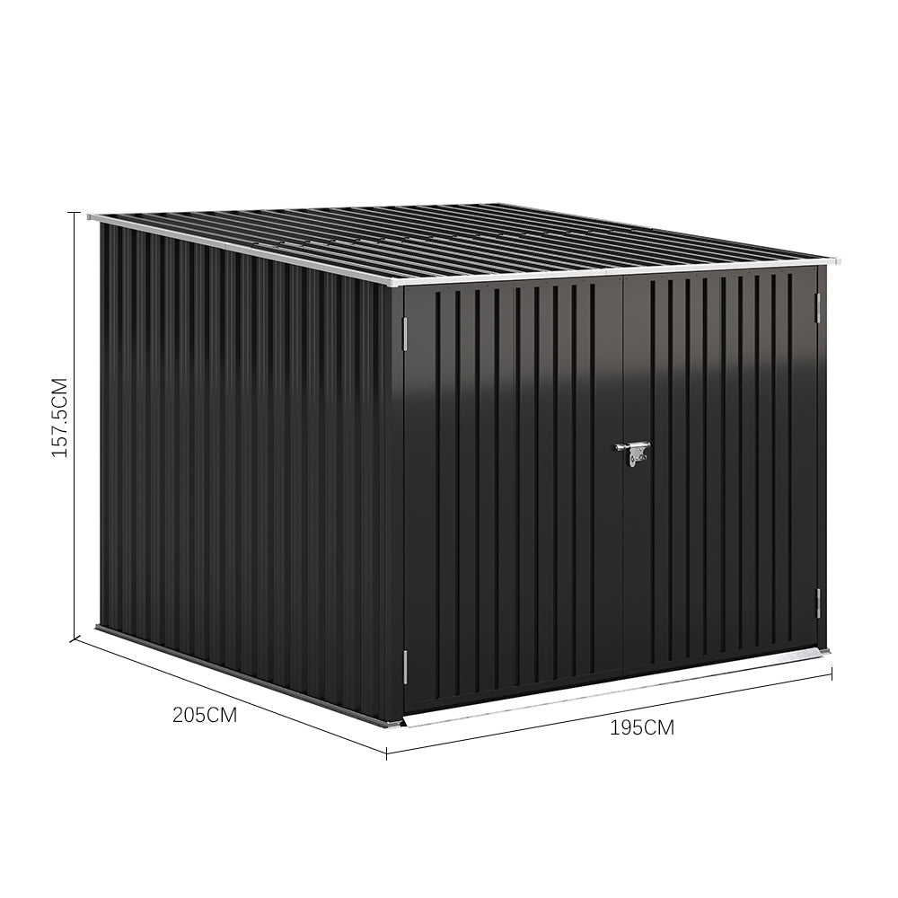195CM Wide Steel Garden Bike Shed Bicycle Storage Shed