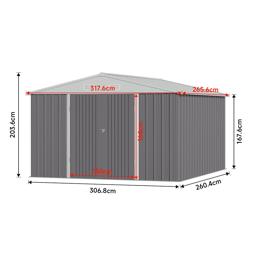 317.6cm Wide Outdoor Metal Storage Shed