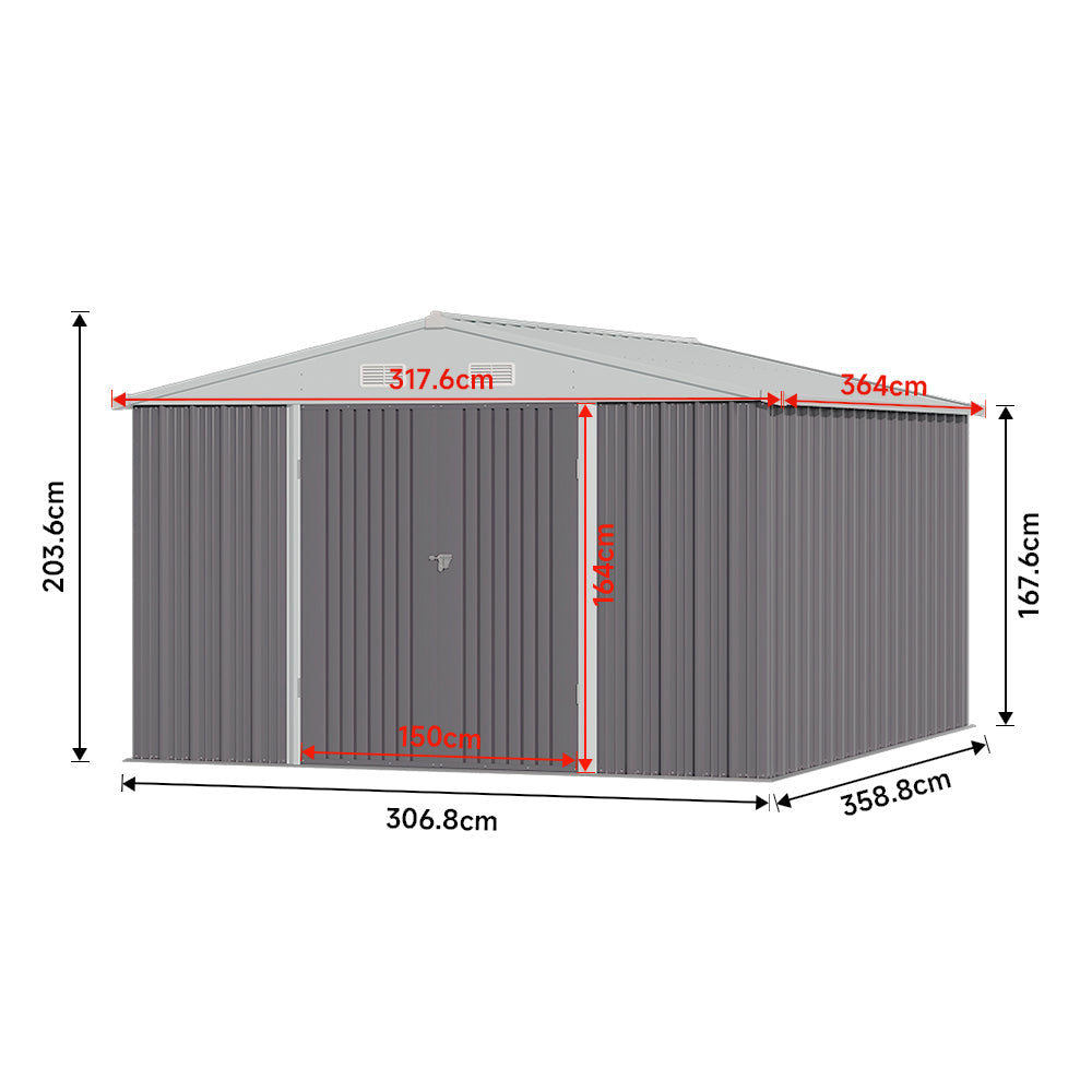 317.6cm Wide Outdoor Metal Storage Shed