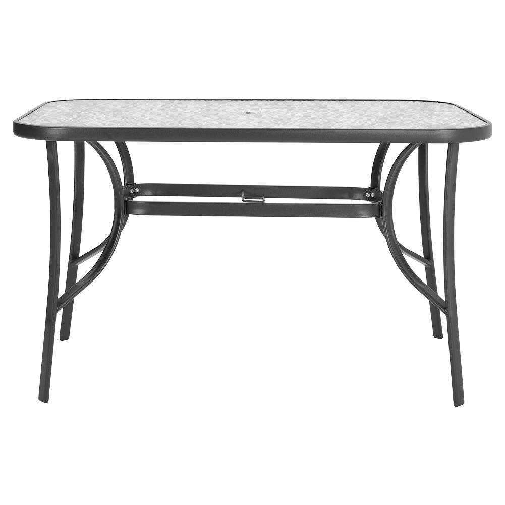 Garden Rectangular Ripple Glass Table and Folding Chairs GARDEN DINING SETS Only Medium Black Table