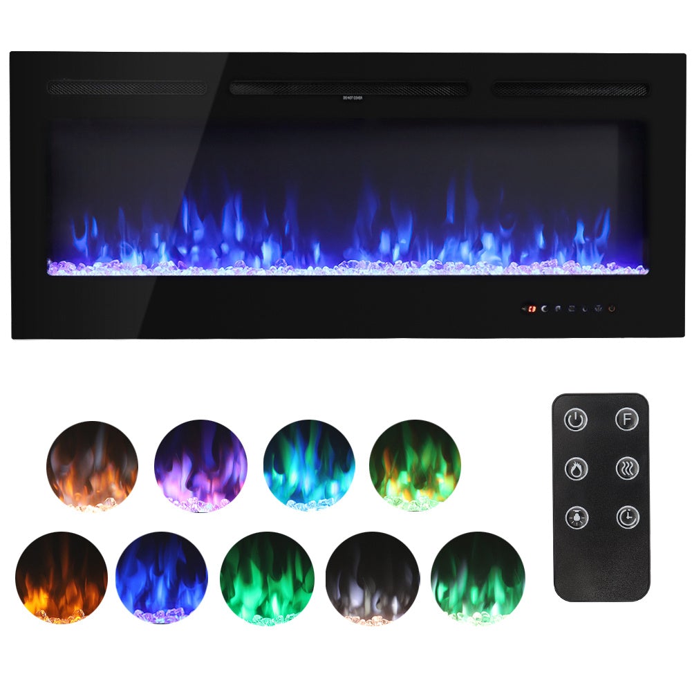 50\60 Inch Recessed/Wall Mounted Electric Fireplace with Remote