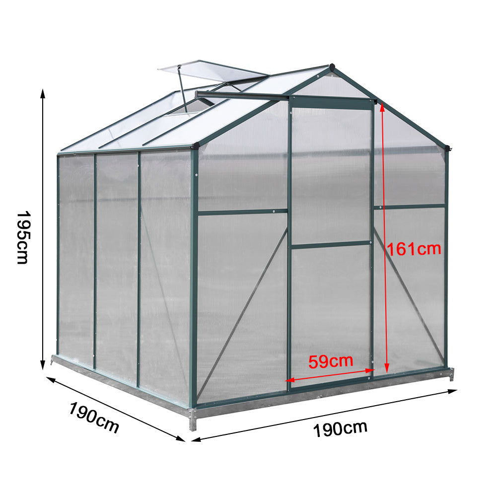 6' x 6' ft Garden Hobby Greenhouse Green Framed with Vent Greenhouse Garden Sanctuary